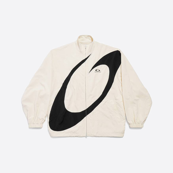 발렌시아가 하프링 패치워크 윈드브레이커 재킷, 화이트