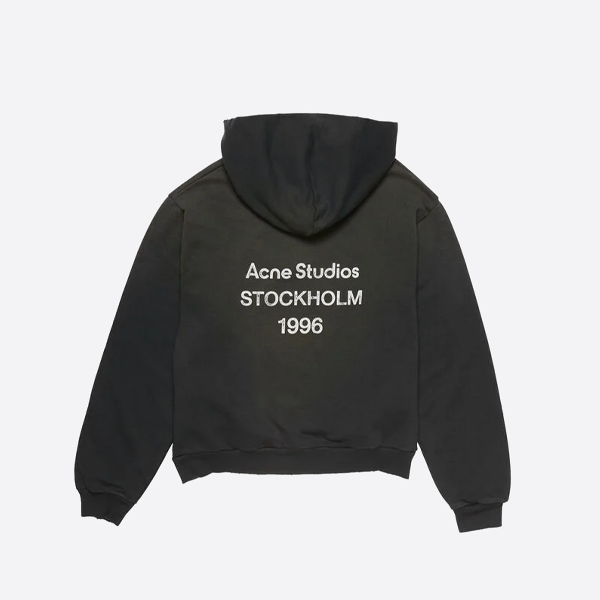 ACNE STUDIOS 1996 얼룩무늬 레터링 후드티, 블랙