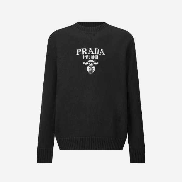 프라다 자카드 로고 니트 스웨터 (블랙)