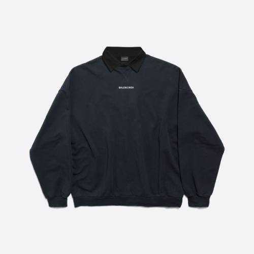 발렌시아가 페이크 투피스 셔츠 칼라 스웨트셔츠