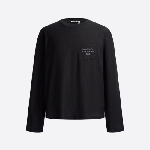 아크네 스튜디오 포켓 슬로건 긴팔 티셔츠 블랙