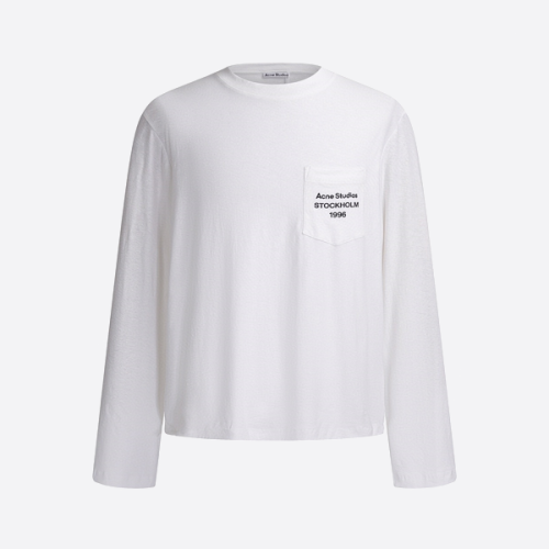 아크네 스튜디오 포켓 슬로건 긴팔 티셔츠 (화이트)