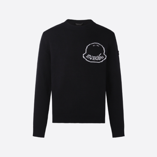 몽클레르 로고 자카드 니트 스웨터