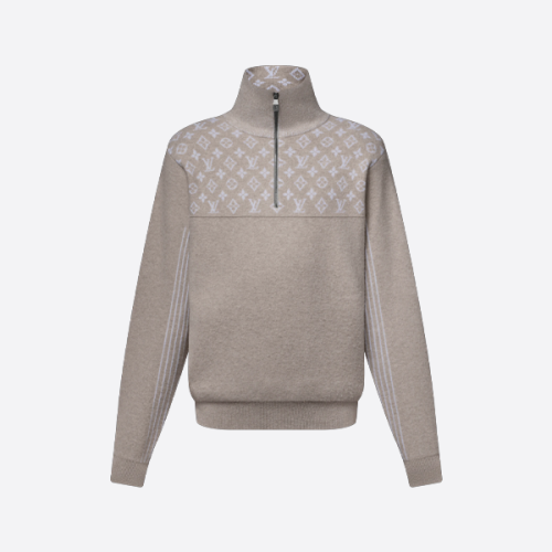 루이비통 스키 컬렉션 모노그램 자카드 하프집 스웨터