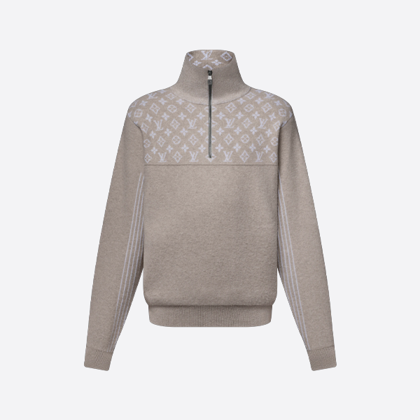 루이비통 스키 컬렉션 모노그램 자카드 하프집 스웨터