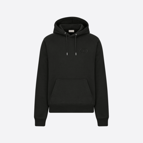 디올 클래식 자수 CD 후드티, 블랙