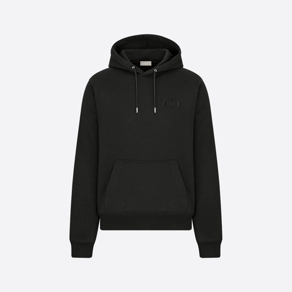 디올 클래식 자수 CD 후드티, 블랙