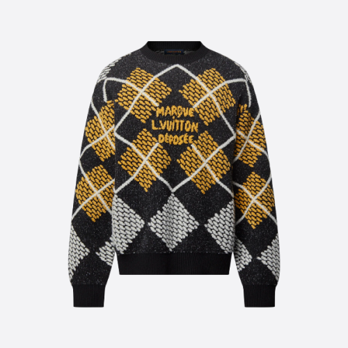 루이비통 체크무늬 기하학 패턴 니트 스웨터