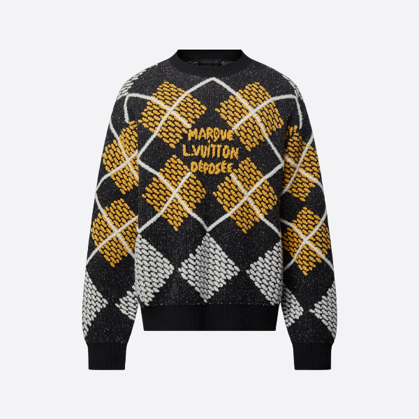 루이비통 체크무늬 기하학 패턴 니트 스웨터