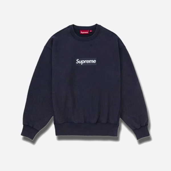 슈프림 크랙 박스 프린트 워싱 크루넥 스웨트셔츠, 블루