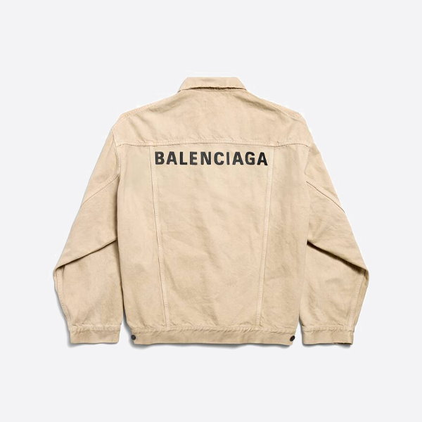 발렌시아가 자수 카키 데님 재킷