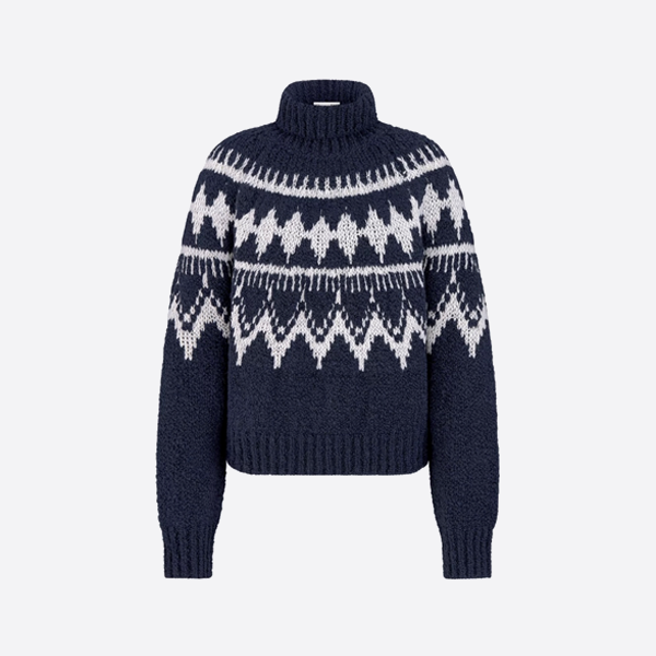 디올 자카드 터틀넥 스웨터