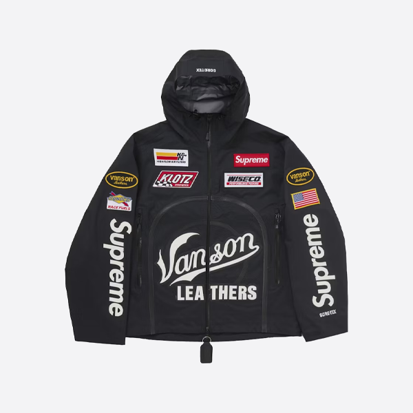 슈프림 x 밴슨 레더스 로고 아플리케 방수 지퍼 재킷 (블랙)