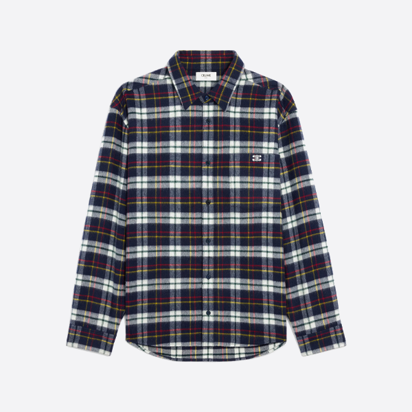 셀린느 트리 앰프 체크 롱 슬리브 셔츠