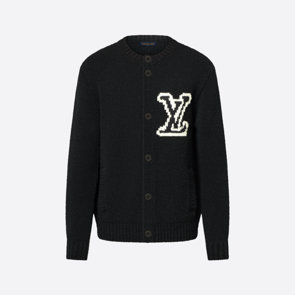 루이비통 자카드 오버사이즈 로고 가디건 스웨터