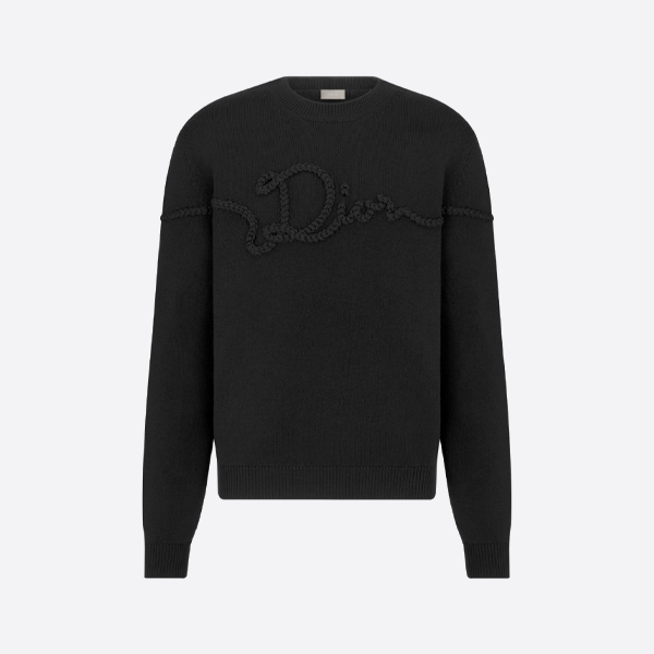디올 트리플 컬러 시그니처 니트 터틀넥 스웨터 (블랙)