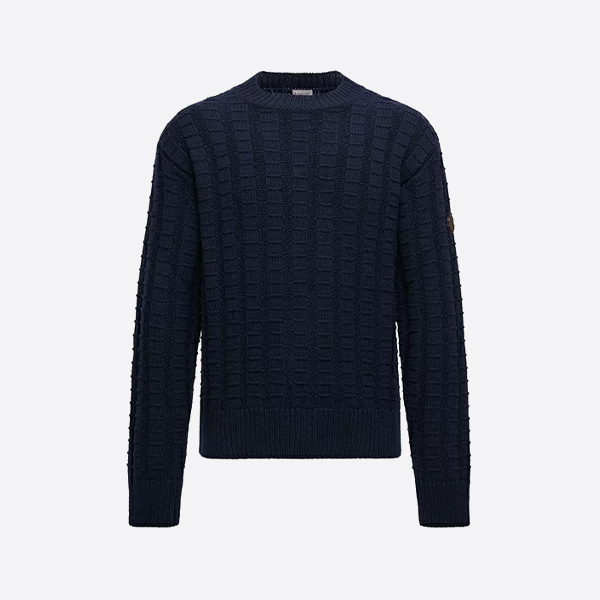 몽클레르 로고 엠보싱 니트 크루넥 스웨터 (블랙)