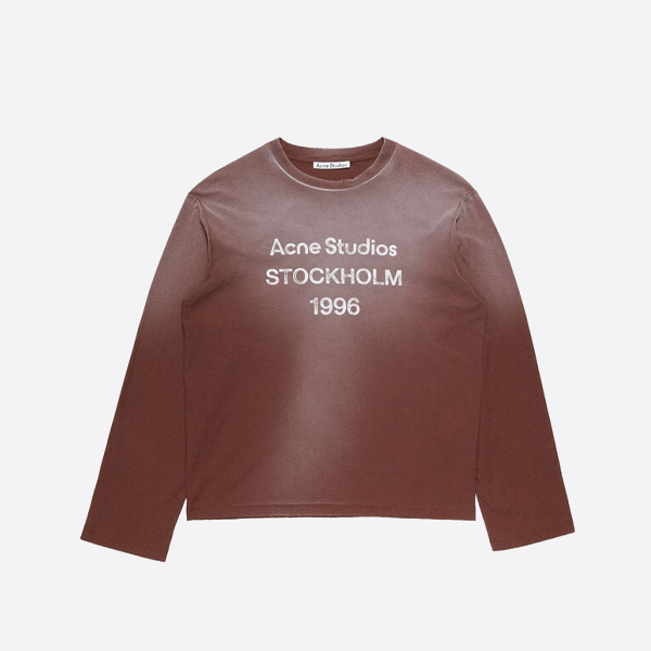 아크네 스튜디오* 1996 컬렉션 머디 그라디언트 디스트레스드 프린트 크루넥 긴팔 티셔츠