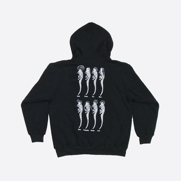 크롬하츠 블랙 스컬 프린트 지퍼 후드티