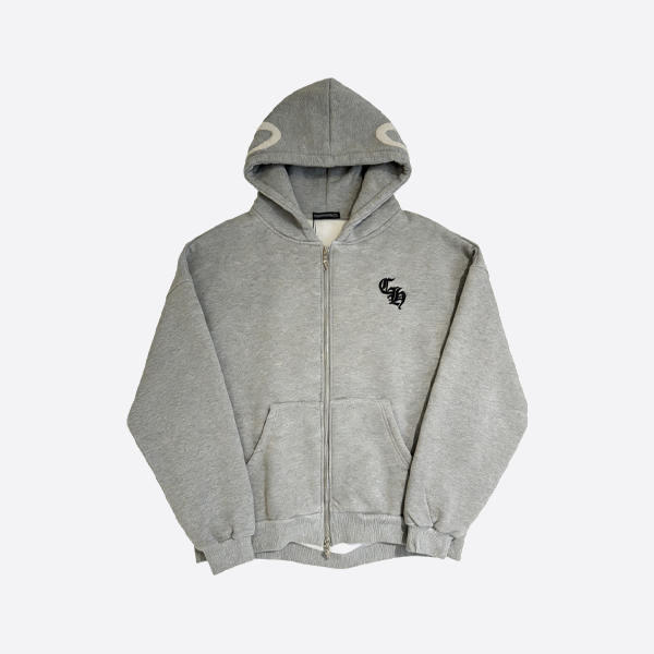 크롬하츠 뉴 실버 폭스 플리스 집업 스웨트셔츠 재킷, 그레이