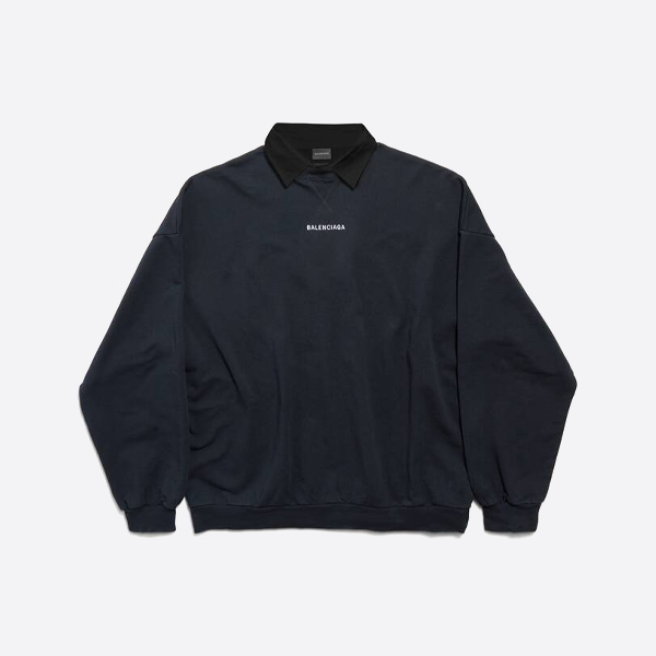 발렌시아가의 새로운 뒷면 자수 셔츠 칼라 스웨트셔츠