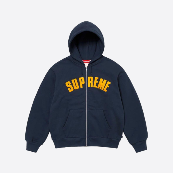 슈프림 아플리케 자수 레터 후드 재킷, 블루