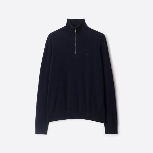 버버리 리틀 워 호스 자수 하프집 하이넥 니트 스웨터 (블랙)