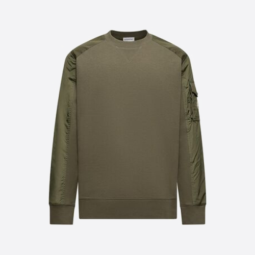 몽클레르 패치워크 소매 포켓 크루넥 스웨트셔츠