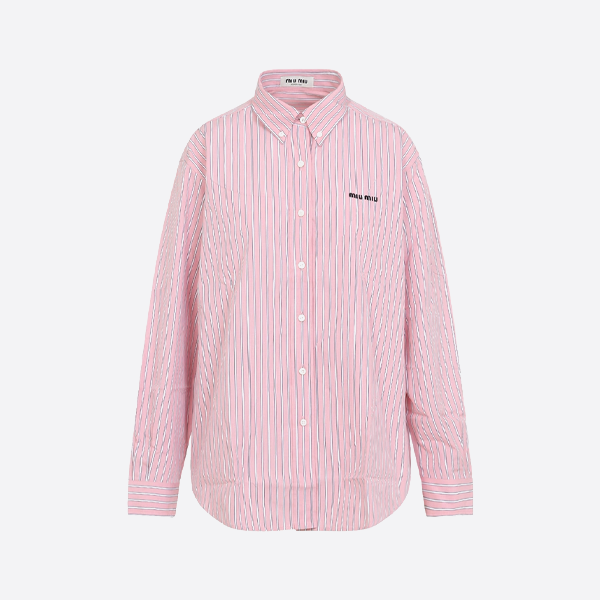 미우미우 핑크 스트라이프 긴팔 셔츠