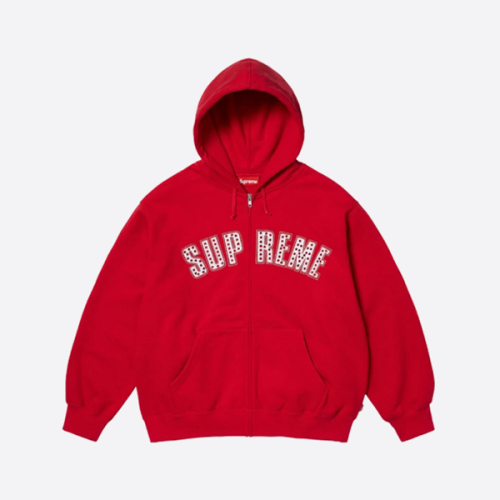 슈프림 라인스톤 후드티, 레드