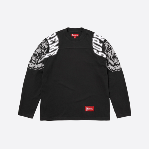슈프림 넘버 66 축구 긴팔 티셔츠, 블랙