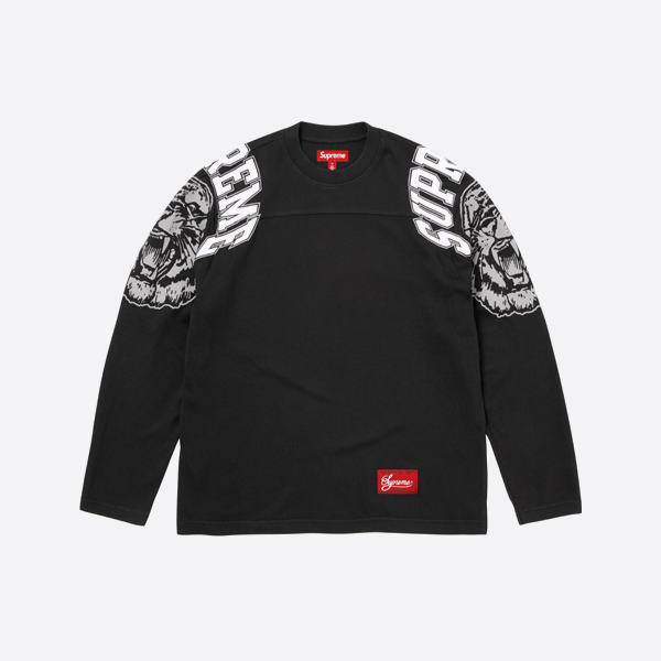슈프림 넘버 66 축구 긴팔 티셔츠, 블랙