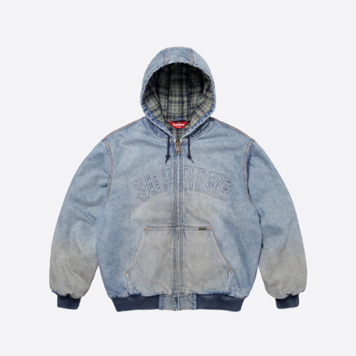 슈프림 리플렉티브 레터링 데님 코튼 재킷, 워시드 블루