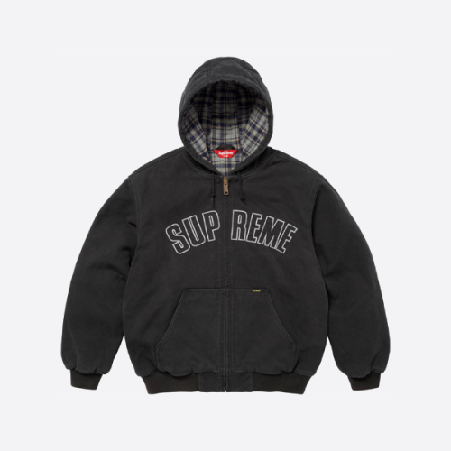 슈프림 리플렉티브 레터링 데님 코튼 재킷, 블랙