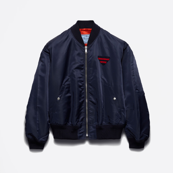 프라다 니트 트라이앵글 로고 코튼 코트