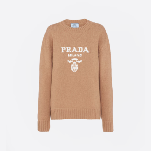 프라다의 상징적인 레터 패턴 레트로 스타일 스웨터