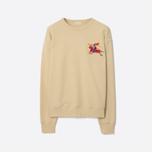 버버리 플록 자수 워 호스 크루넥 스웨트셔츠