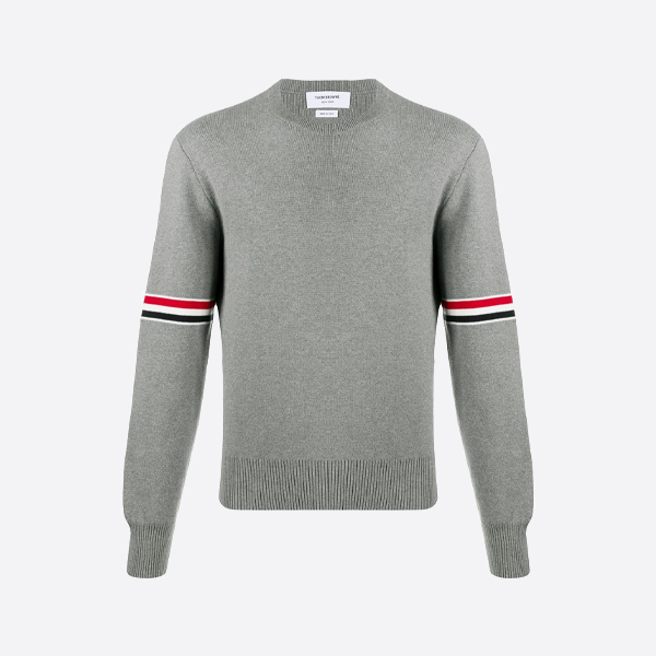 톰 브라운 두꺼운 이중 소매 로고 크루넥 스웨터, 그레이
