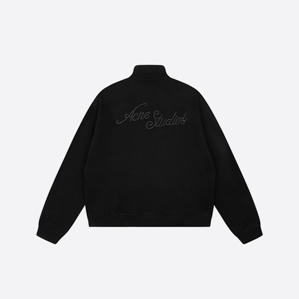 아크네 스튜디오 3D 자수 로고 지퍼 재킷, 블랙