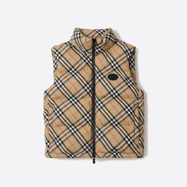 버버리 가죽 패치워크 다운 베스트