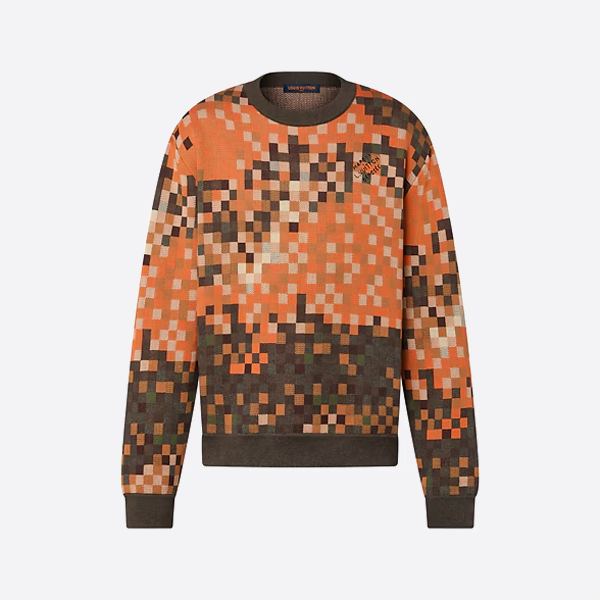 스터드 모자이크 장식이 있는 뒷면이 특징인 루이비통 크루넥 스웨터