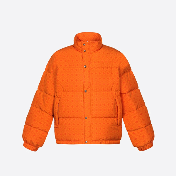크롬하츠 다크 패턴 자카드 다운 재킷, 오렌지색