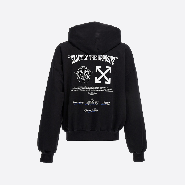 오프화이트 블루 애로우 어스 프린트 후드티