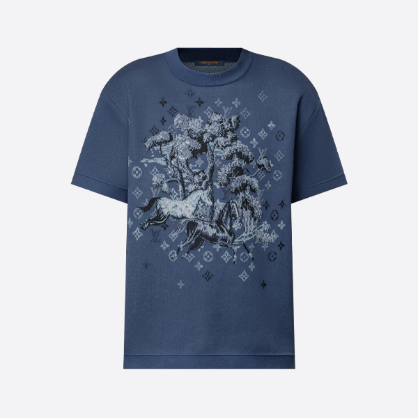 루이비통 울 자카드 패턴 크루넥 반팔 티셔츠