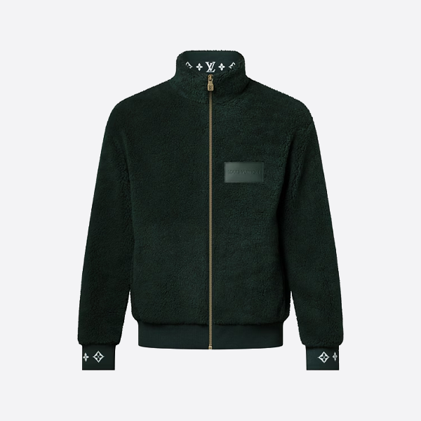 루이비통 가죽 라벨 커프스 자카드 플리스 코튼 재킷