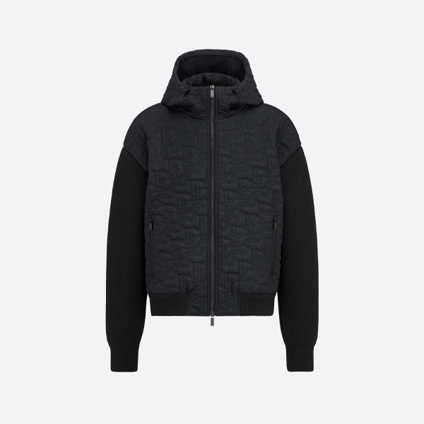 디올 퀼팅 레터 니트 패치워크 후드 코튼 재킷