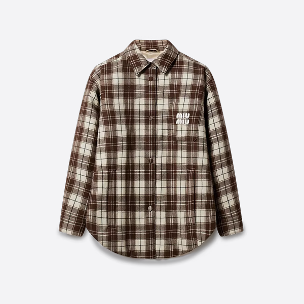 미우미우 체크 자수 다운 재킷