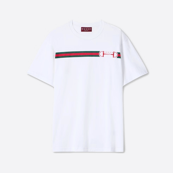 구찌 락 프린트 크루넥 반팔 티셔츠