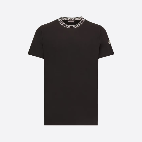 몽클레르 로고 패치 반팔 셔츠, 블랙
