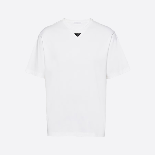 프라다 신상 반팔 셔츠, 삼각형 로고, 화이트 색상